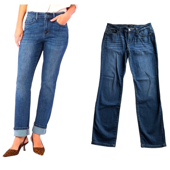 Judy Blue Dahlia Denim Straight Leg Jeans Blue Size 13/31 #JB82356DK Mid rise - Picture 1 of 9